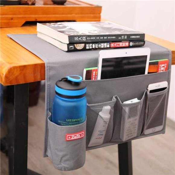 5 Pockets Bedside Caddy, Bedside Storage Organizer for Water Bottles, Magazines - Picture 5 of 7
